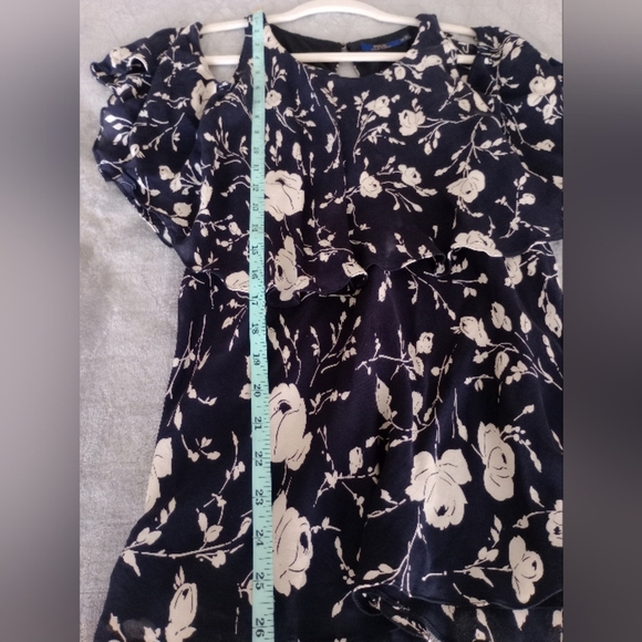 Polo by Ralph Lauren Black and White Flutter Sleeve Blouse Size 14 - Picture 6 of 8